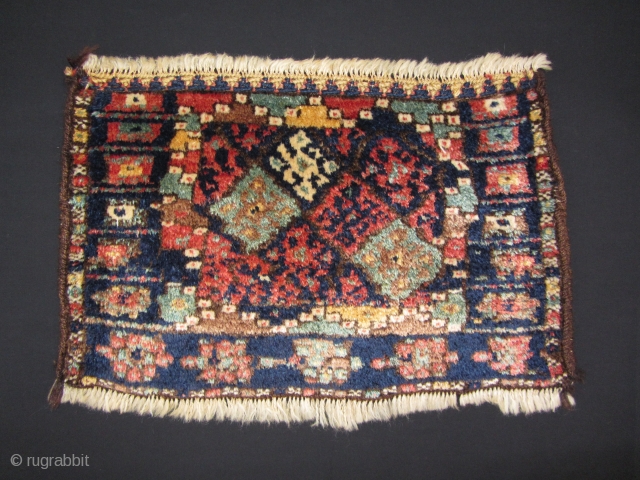 Kurdish Jaff bag-face, Circa 1900, Good condition, High pile, Shiny wool, Not restored, Size : 62 x 40 cm. 24" x 16".           