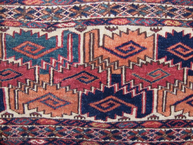 A Yomud-Torba? Circa 1900? Excellent condition, Not restored, All natural colours, Size: 145 x 35 cm.                 