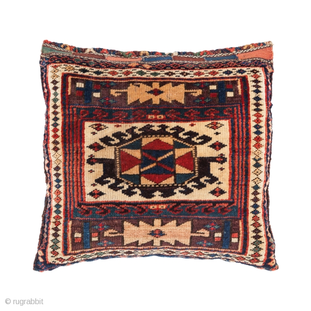 Kurdish cushion, Late 19th century, Excellent condition, All natural colours with good pile, not restored, Size: 51 x 55 cm. ( 20.3 x 21.6 inch ), www.sadeghmemarian.com      