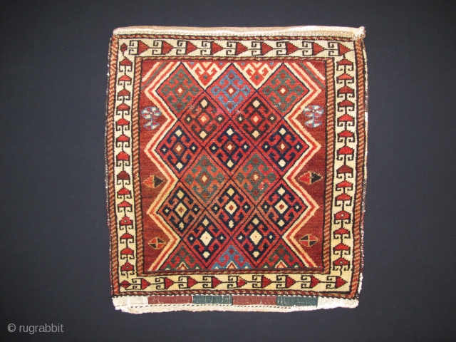 Shahsavan bagface, NW Persian, Circa 1900, Good condition, Not restored, Size: 60 x 55 cm. 23.5" x 21.5" inch.              