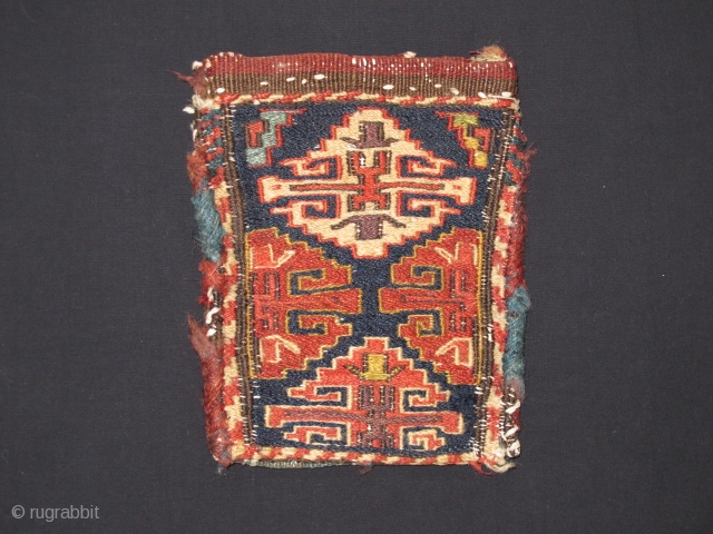 Shahsavan Small sumac bag, Late 19th century, Great and original condition, Not restored, Size: 19 x 15 cm. (7.5 x 6 inch).           
