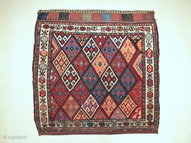 NW Persian Bag, Circa 1900, Nice colors, Not restored, Size: 29 x 29 inch. 73 x 73 cm.               