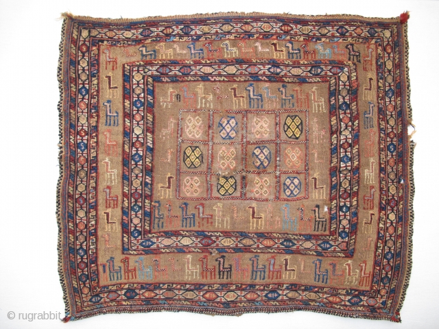 Sofreh Afshar, 19th century, Original condition, Not restored, Great colors, Size: 90 x 80 cm. 35.5 x 31.5 inch.              