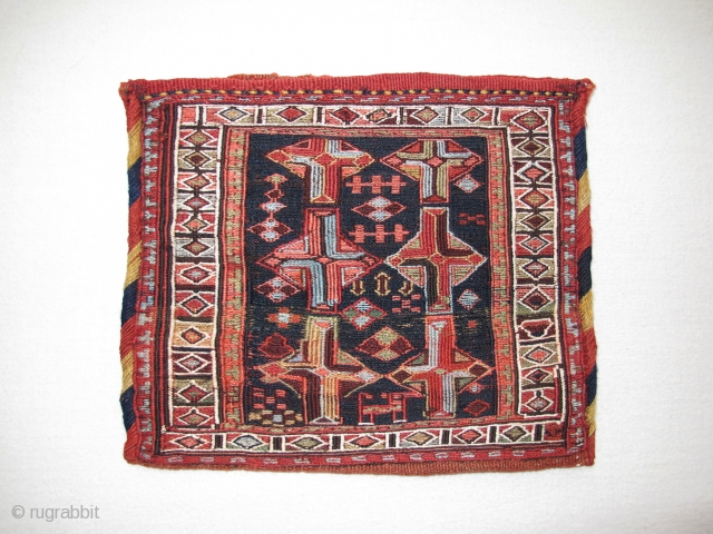 Shahsavan-Bag, Circa 1900, Sumak technik, Great colors, Not restored, Size: 32 x 28 cm. 12.6 x 11 inch.               