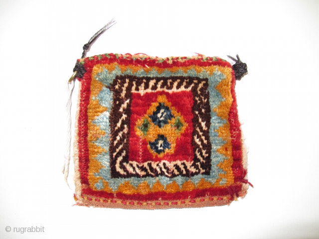 A Qashqai Chanteh-Gabbeh, Original condition with good pile, Natural dyes, 19th century, Size: 19 x 21 cm.                