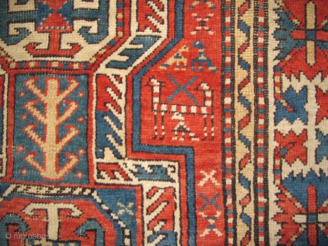 Antique Kazak, Circa 1850, Natural colors, Size: 170 x 120 cm. 67" x 47" inch.                  