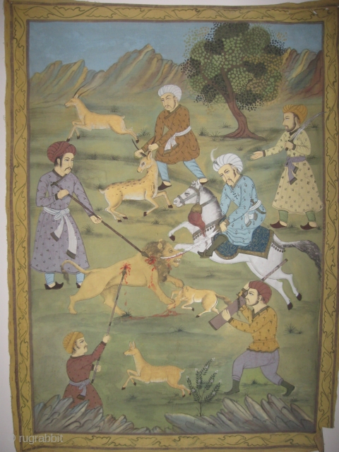 Antique Persian Painting On Silk                            