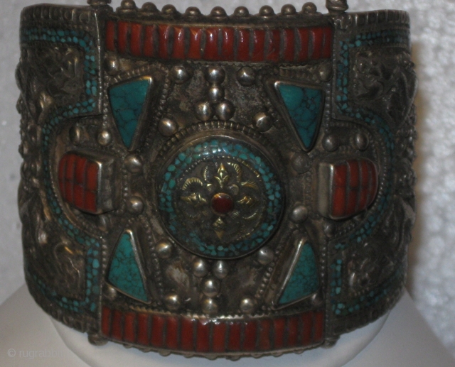 Tibetan Bracelet.Made of Silver,Coral and Turqouise                           