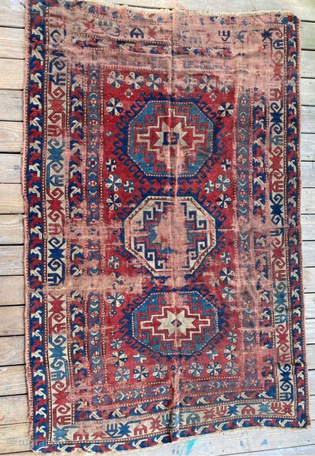 Early KAZAK  4.2’ x 7.4’
Distressed but beautiful
                         