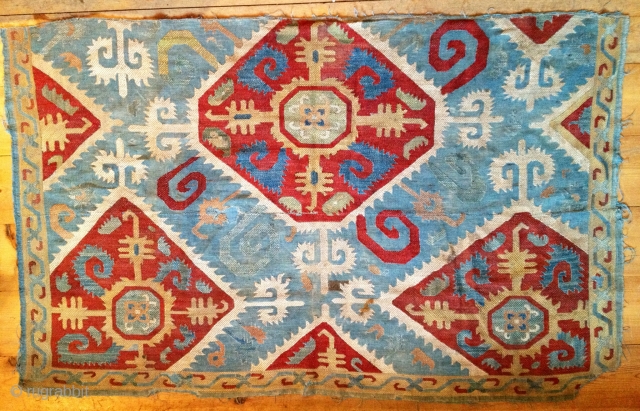 Early Caucasian silk textile fragment.                            