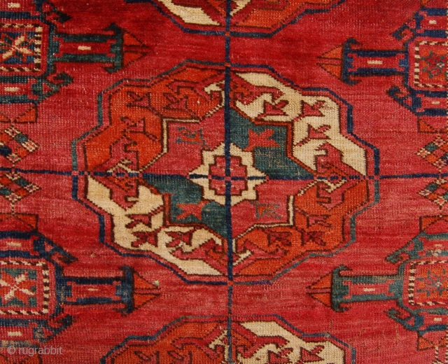 Tekke main carpet.Circa 1800. 239 x 183 cm.                         