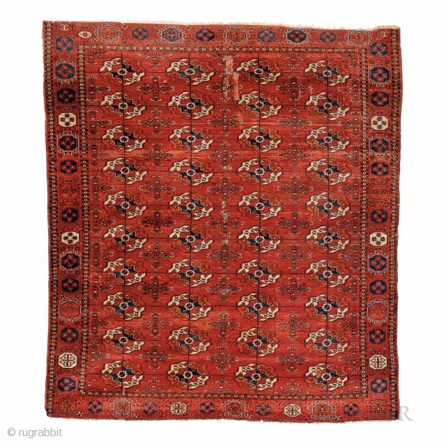 Merv or Akhal Tekke red formal carpet.
Maybe from a Turkmen’s viewpoint in a pre-industrial world it is as close to perfect as can be, woven without anything to disturb the eye.   ...