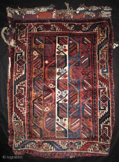 Lori large sack around 1900 - 1920.
85 122 cm.
Symmetric knot, back side incl. part of camel hair.
Repairs as seen on photo, in one corner repaired with a bit of a rug.
More info  ...