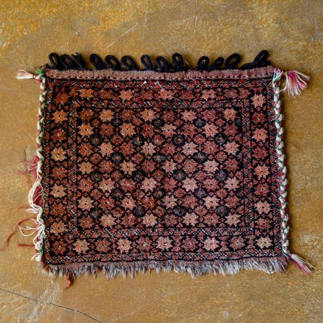 Antique Turkoman. This rug is a very unusual and intricate Turkoman with stars.
Finest hand-spun natural wool rug.

width: 1'7"
length: 1'11"
size category: 3'x5' and smaller
dominant colors: Red & Salmon      