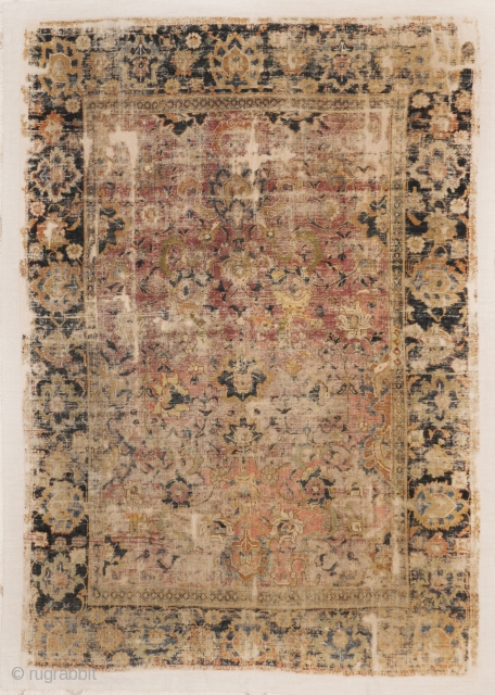 17th Century Isfahan with shah abbasi flowers mounted on canvas size                      