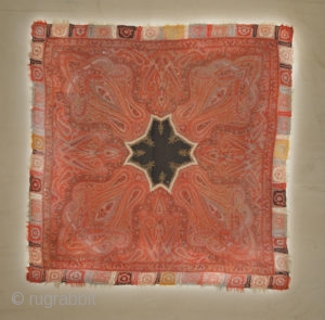 Kashmiri Pashmina Shawl Circa 1700

5'10" x 5'10"

The finest hand-knotted and natural dyed fibers.                    