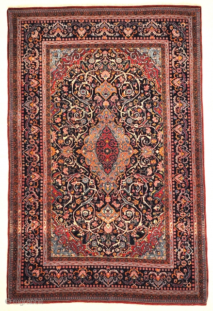 Antique Intricate Persian Kashan with Flower Medallion Santa Barbara

4'4" x 6'7"                      