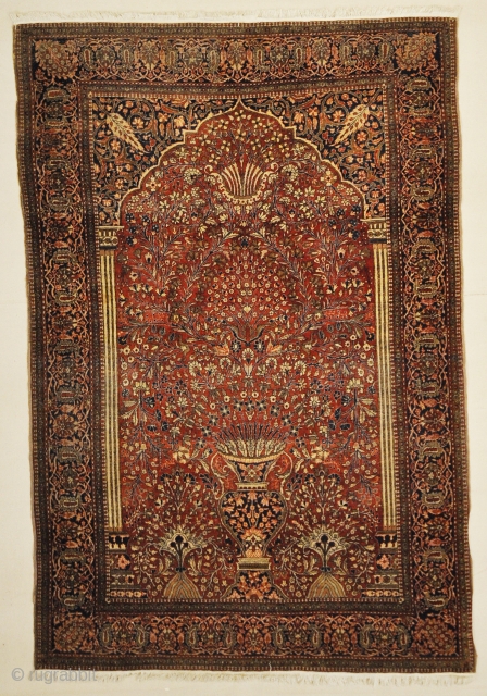 Antique Persian Mohtashar Kashan Tree of Life Rug Genuine Woven Carpet Art Intricate Detail Design Rugs and More Santa Barbara

4'4" x 4'6"           