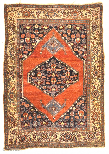 Antique Halvai Bijar Mid 19th Century Wool Foundation Rug - Size: 4' x 6'                   