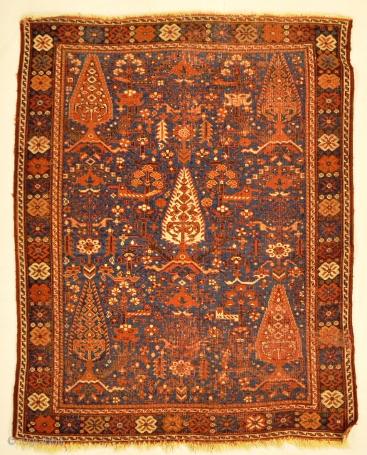 Antique South West Persian Cypress Afshar Rug ca 1880
4′ x 5’3″                      