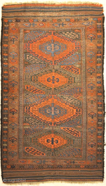 Antique Original Mushwani Baluch Rug 
3’4″ x 6″                         