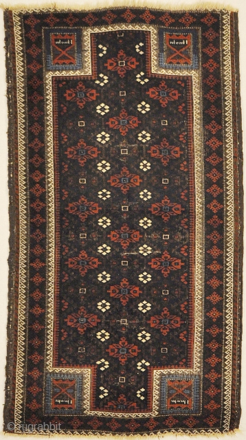 Antique Original Burial Baluch Dated Rug 
2'10" x 5'
                        