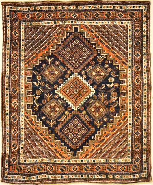 Beautiful Antique Persian Afshar Rug Circa 1880
5′ x 6′                        