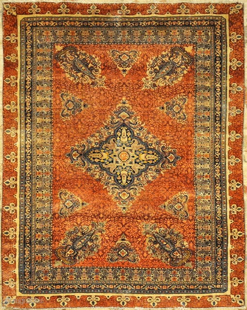 Finest Antique Silk Persian Tabriz
4’4″ x 5’4″                          