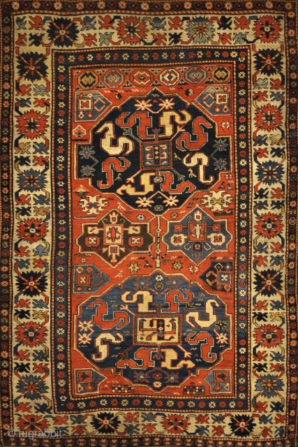 Antique Rare Cloudband Caucasian Chondzoresk Rug
5′ x 8′                         