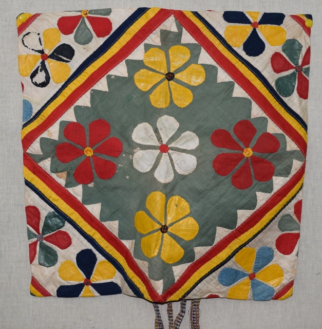 A hand stitched "POTLI" or bag for hanging ladies kick-knacks. Sekhawati area.
Date: 1910/20. Size: 47 cms X 47 cms. Length when hanged: 94 cms. It is meant to hang from ceiling.   ...