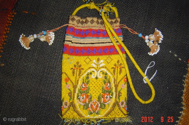 19e century double sided very fine beadwork
money? purse/bag 25cm x 14cm
pazyryk antique                     