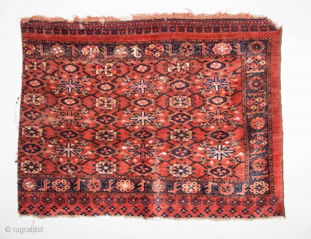 Turkmen Beshir Chuval Fragment with silk highlights                          