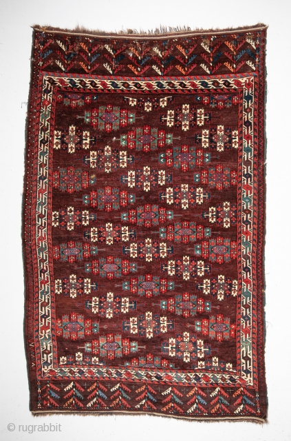 Turkmen Yomud Kepse Gul Main Rug  with some moth damage but  great color and lovely details
175 x 273 cm / 5'8'' x 8'11''        