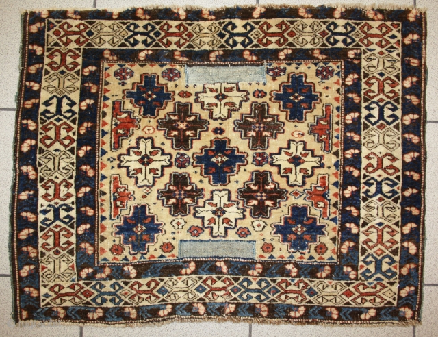 very rare saddle rug caucasian shirvan region, 19th century, 58x75cm                       