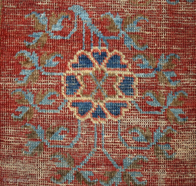 early East Turkestan Khotan carpet Fragment with circular medallions from 1800s, great design and super Colors, size 229x94cm               