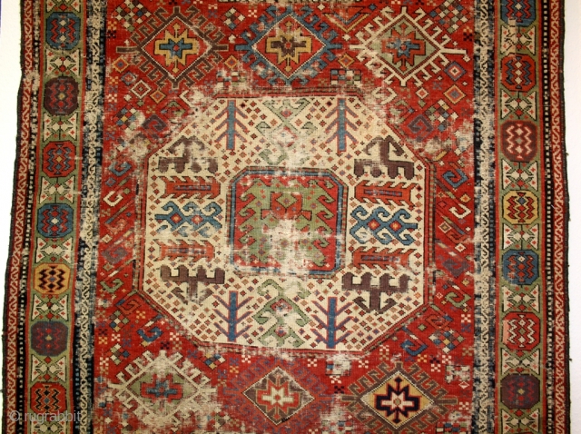 Early caucasian Chajli rug, with beautiful brilliant colors and great design, 260x116cm                     