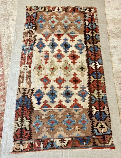 Rare Anatolian kilim , small size Professional mounted                         