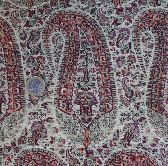 INCREDIBLE superfine Persian embroidery fragment,sides and one end side original, now in 3 pieces size: 128x116cm, looks fantastic               