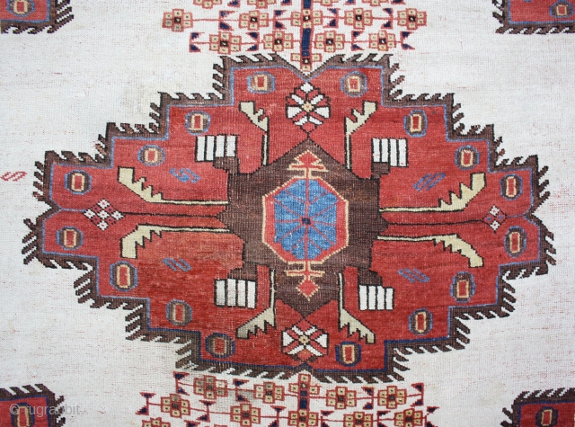 rare whiteground Afshar, with great colors in squarish size: 160x145cm                       