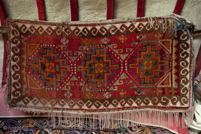 Kazakhstan, Cenral Asian ( non-Turkmen), pillow outdoor in Yurt,wool weaving, 90 x 45 cm.                   