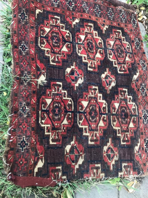 Turkmen chuval, Yomud or choodor, piece missing, 50 X 40 cm. SOLD                     