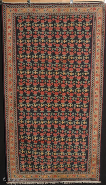 #12999 Antique Bijar Kelim, 266x127cm, Circa 1900, in very good condition apart from a 2cm reweave at one end,as shown in the image, which is very well done. Wonderful colours and a  ...