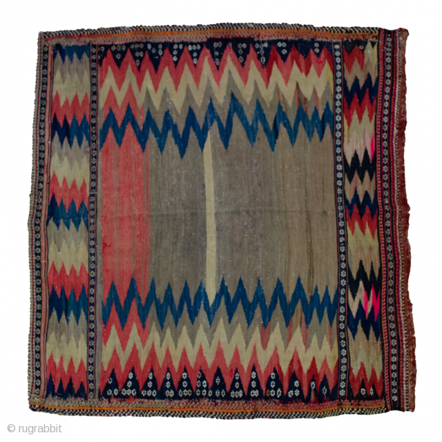 Antique Afshar Sofreh kilim 110x115cm. Decorative colours. There are a couple of old repairs.

More info: https://sharafiandco.com/product/antique-afshar-sofreh-kilim-110x115cm/                 