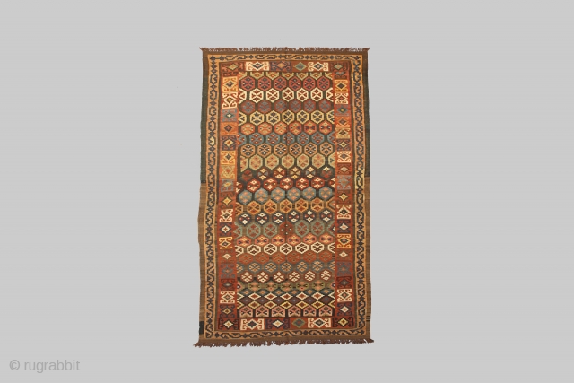 12590  Bijar Kilim 323x133cm Circa 1910

Fabalous antique Bijar kelim with a very unusual colours and design. While Bijar is very well known for its carpets and their sturdiness but it is  ...