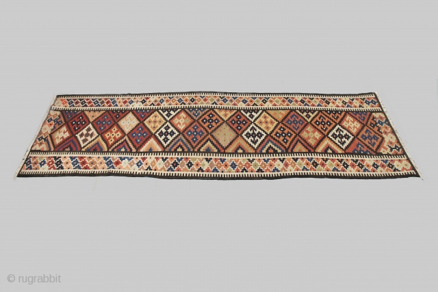 Decorative Azarbijan kilim 574x110cm in very good condition.

More Info: https://sharafiandco.com/product/antique-azerbijan-kelim-runner-574x110cm/
                       