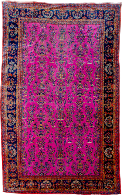 Antique Kashan Carpet Circa 1900 in good condition. Very soft wool and feels like a Manchester
More info:https://sharafiandco.com/product/antique-kashan-carpet-553x305cm/