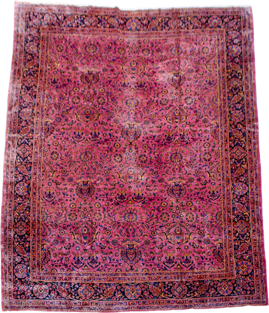 Antique Lahore Carpet 436x342cm, Circa 1900, reduced professionally, pretty colour combination
More info: https://sharafiandco.com/product/antique-lahore-carpet-436x342cm/
