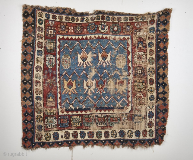 Proto-Kurdish composite rug fragment, circa 1830 Size 147x140 , wear and tear                     