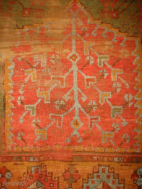 A Konya Prayer Rug with Kilim ends and wear                        