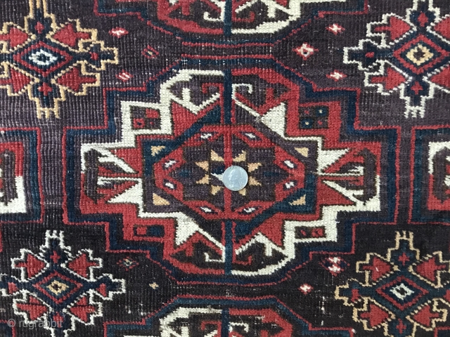 It was the time for the Big Archetypal. Chodor Main Carpet Fragment.  Likely Third Quarter Nineteenth Century. 
Cool Thing. Cotton wefts. Three by Three. Feet.       